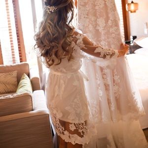 White lace bridal robe